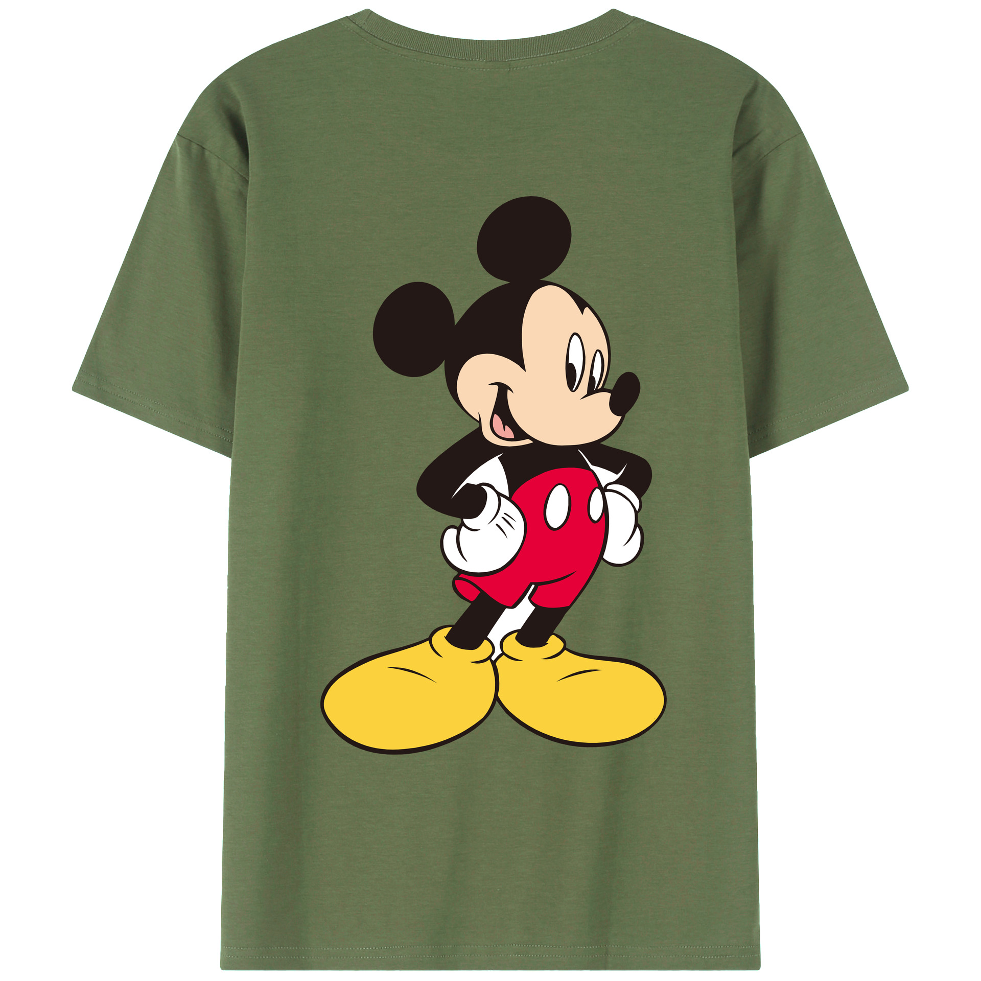 ミッキーマウス Mickey Mouse 綿100％ メンズ半袖Tシャツ（バックプリント） 通気性